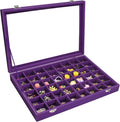 Vicoter Velvet Jewelry Tray 48 Compartments Jewelry Display Organizer with Transparent Cover Rings, Earrings, Necklaces, Pendants Storage Box for Girls, Wives, Mothers, Women