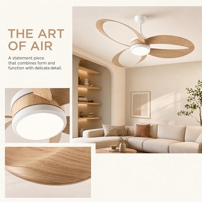 42 Inch Low Profile Ceiling Fan with Light | Quiet DC Motor, Remote Control, 3‑Color Dimmable LED, Reversible Airflow – Ideal for Bedroom, Living Room, Kitchen