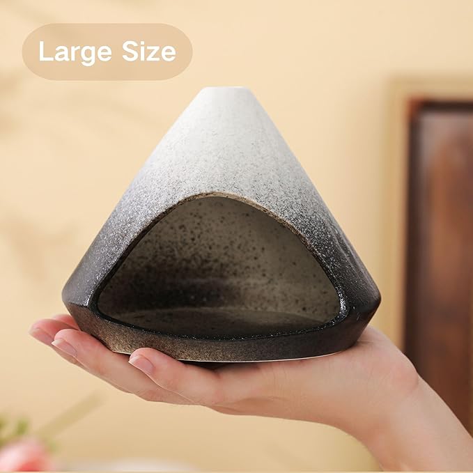Chiminea Palo Santo Holder Sage Burner, Ceramic Incense Holder for Burning Sage Smudge Sticks and Palo Santo, Smudge Bowl for Yoga, Meditation, and Energy Cleansing (Black)