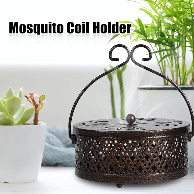 4 Pieces Mosquito Coil Holder Incense Coil Burner Indoor Outdoor Camping Use Portable Coil Holder Incense Burner Holder (Bronze Rhombus)