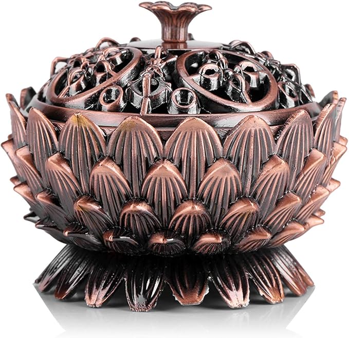 Horoper Lotus Incense Burner, Lotus Cone Vintage Incenses Burner Holder, Lotus Flower Shaped Incense Cone Holder, Lotus Incense Holder for Stick and Cone Incense