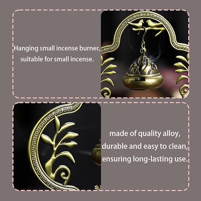 Deer Incense Holder,Mini Hanging Thurible Incense Burner Rack,Incense Holder for Sticks,Insence-Stick Holder,Bronze Colored,1 Piece