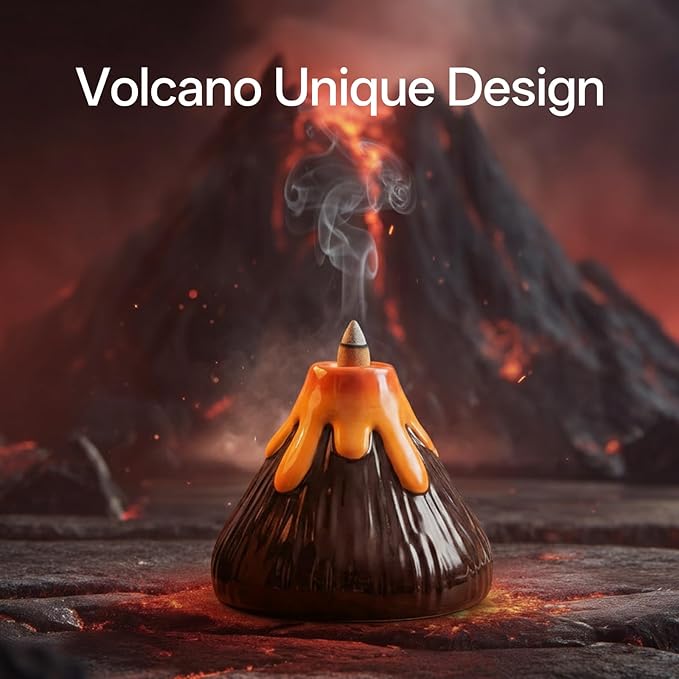Potiera Small Volcano Incense Holder, Handmade Ceramic Palo Santo Holder for Meditation Spa Yoga Decor, Backflow and Cone Incense Burner for Home and Office Decor, Spiritual Gifts for Women Men