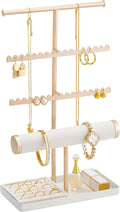 Lolalet Jewelry Organizer Stand, Necklace Bracelet Holder -Champagne Gold | Space-Saving Jewelry Display Storage Rack on Vanity Dresser for organizing Earrings Bangels Rings