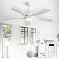 CACI Mall 52 inch Smart Ceiling Fans with 3-Color Dimmable LED Lights, Remote Control, Works with Alexa/Google/App, 5 Blades, Quiet DC, Indoor/Outdoor Ceiling Fans for Living Room, Bedroom, Patios