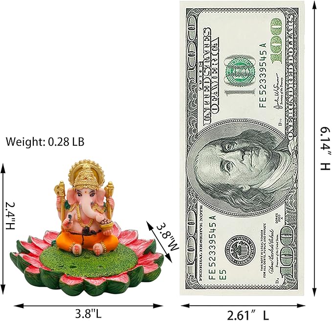 Hindu God Ganesha Idol Statue - 3.8"L Ganesh Incense Burner/Holder India Ganapati Pooja Item Home Office Temple Mandir Shrine Altar Diwali Puja Decor Ideal Gifts for Indian Friend Relative