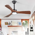 Ceiling Fans with Lights and Remote: 42-Inch Ceiling Fan 3 Blades Low Profile Outdoor - Walnut Ceiling Fans with Remote Control Quiet Reversible DC Motor for Patio Living Room