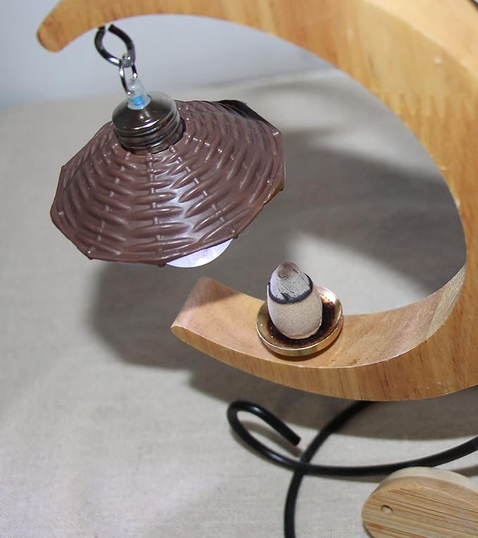 Solid Wood Moon Shape Hanging Backflow Incense Burner Waterfall Incense Holder, Aromatherapy Decoration Home Decoration Gift Decoration Statue