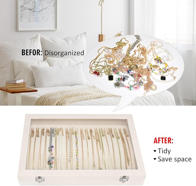 Vicoter Velvet Necklace Display Jewelry Tray 20 Hook Necklace Tray Necklace Pendant Jewelry Tray for Women and Girls