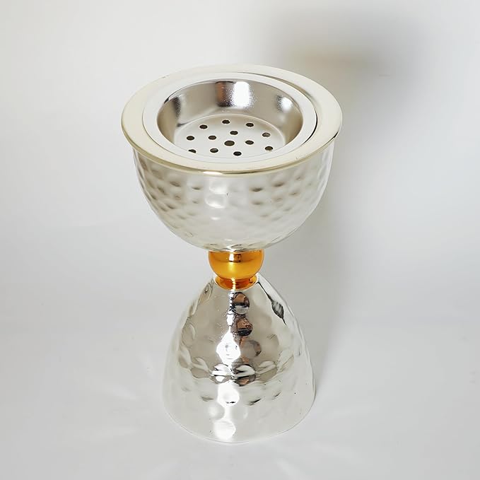 Incense Burner Frankincense Charcoal Incense Stand Metal Aroma Lamp Incense Holder Iron Home Scented Tabletop Decorative（Silvery）