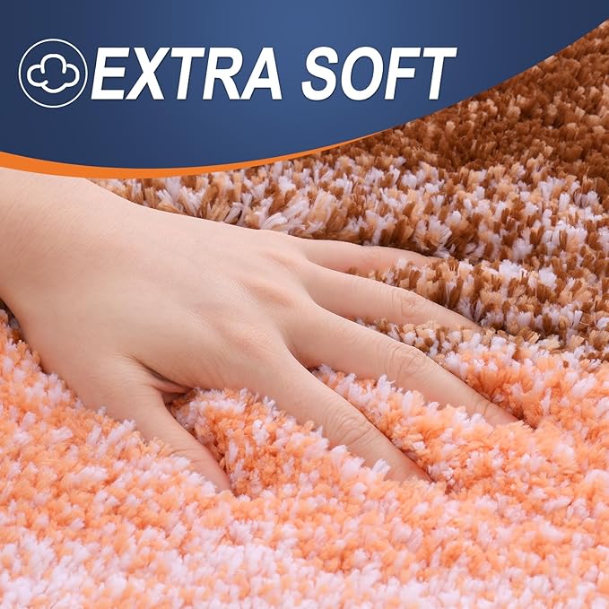 OLANLY Small Bathroom Rugs Mat 24x16, Extra Soft Absorbent Microfiber Bath Rugs, Rubber Backing, Quick Dry, Machine Washable Bath Mat for Bathroom Floor, Tub and Shower, Home Decor Accessories, Orange