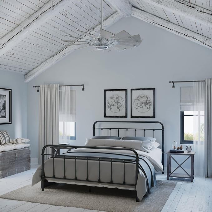 Progress Lighting Springer Collection DC Motor Farmhouse Windmill Ceiling Fan, Antique Nickel, 12-Blade (52" W x 17-3/8" H) P250065-081