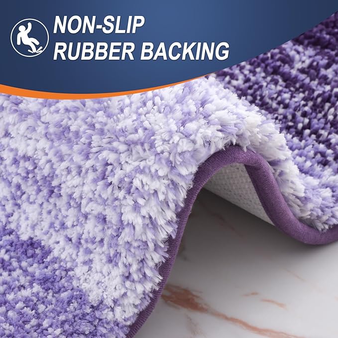 OLANLY Bathroom Runner Rugs Mat 44x24, Extra Soft Absorbent Microfiber Bath Rugs, Rubber Backing, Quick Dry, Washable Long Bath Mats for Bathroom Floor, Tub and Shower, Home Decor Accessories, Violet