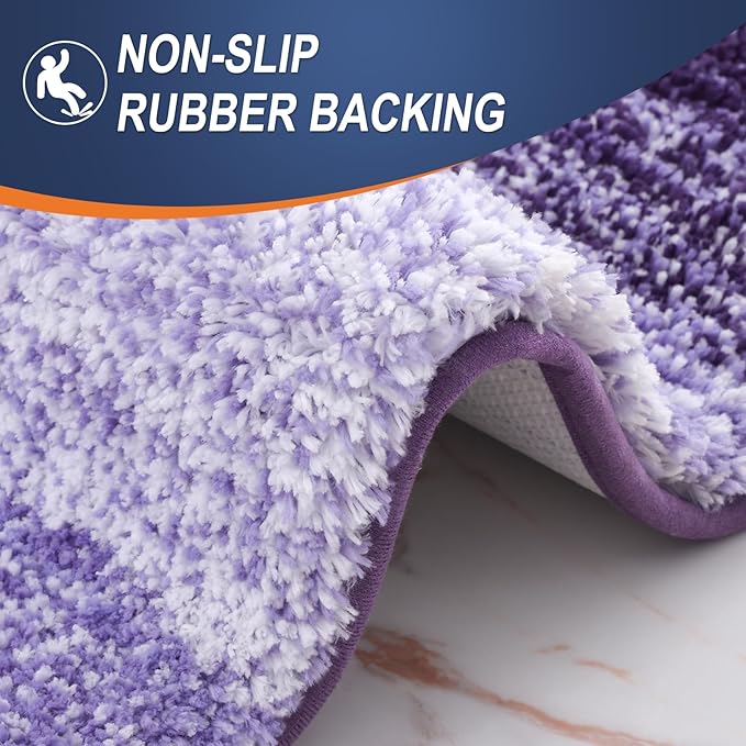OLANLY Bathroom Runner Rugs Mat 47x24, Extra Soft Absorbent Microfiber Bath Rugs, Rubber Backing, Quick Dry, Washable Long Bath Mats for Bathroom Floor, Tub and Shower, Home Decor Accessories, Violet