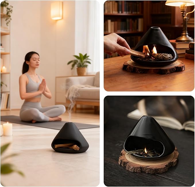Palo Santo Holder,Incense Holder, Ceramic Incense Burner for Palo Santo Sticks, Mountain - Shaped Aromatherapy Decor,Aromatherapy Enthusiasts, Meditation Masters