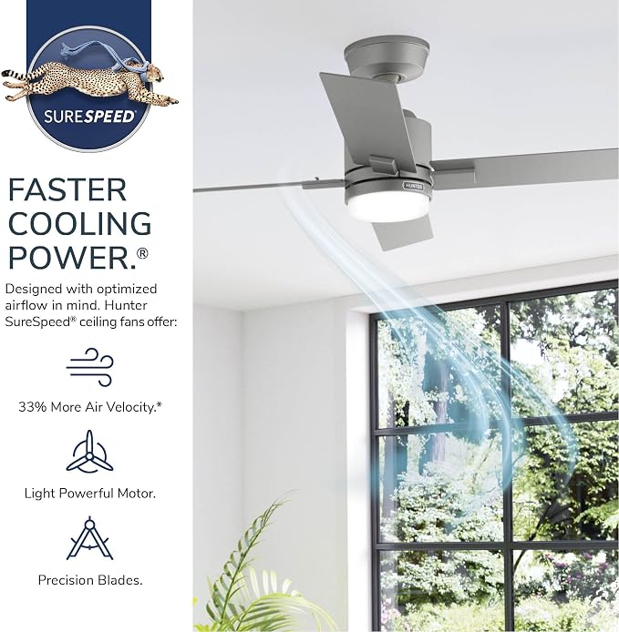 Hunter 52" Kennicott Indoor/Outdoor Ceiling Fan, Wall Control, Fresh White | SureSpeed high velocity airflow and no-light design suit covered patios, porches, bedrooms, or living rooms with easy setup.