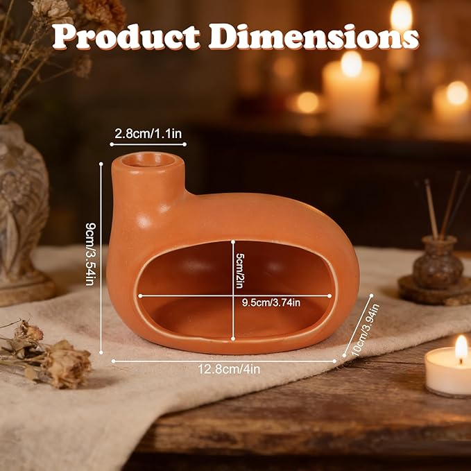 Palo Santo Holder, Modern Chimney Ceramic Incense Burner with Ash Catcher for Yoga, Meditation, Home Fragrance & Cleansing, Burning Palo Santo Sticks, Cone Incense, Resin, Sage, Ideal Gifts for Mom