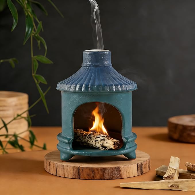 Palo Santo Holder Handmade Ceramic Burner, Mini Chimenea Incense Dish for Palo Santo Sticks, Sage Holder for Burning, Meditation Smudging Home Decor