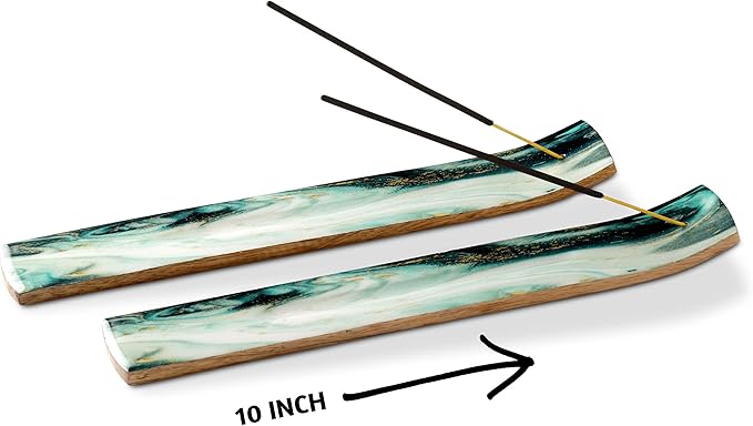Folkulture Set of 2 Incense Holder or Incense Burner for Insence Sticks, Ash Catcher or Insence Burner Holder, Wooden Insense Stick Holders, Inscent Tray for Home Decor, Mango Wood