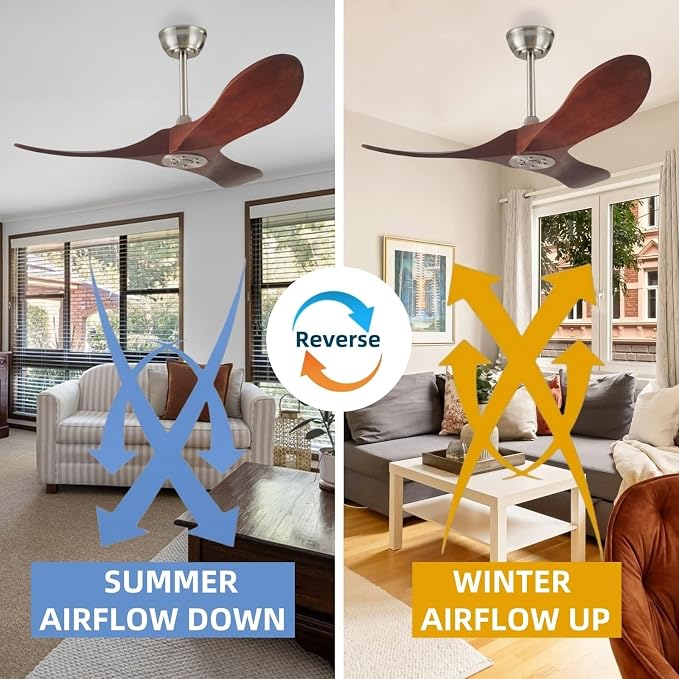 36 Inch Ceiling Fan Without Light With Remote Control,Small Ceiling Fan for Kitchen No Light,3 Solid Wood Blade Propeller Outdoor Ceiling Fans for Indoor, Living Room, Bedroom, Terrace, Porch