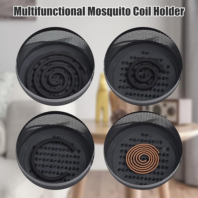 A&M Tech Black Mosquito Coil Holder Incense Coil Burner Indoor Outdoor Camping Use Portable Mosquito Repellent Coil Holder Incense Burner Holder 6.2 Inches Diameter