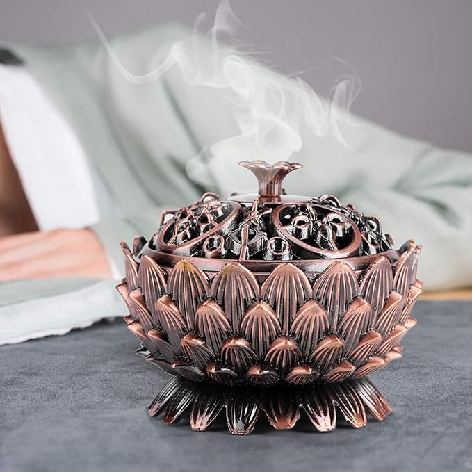 Horoper Lotus Incense Burner, Lotus Cone Vintage Incenses Burner Holder, Lotus Flower Shaped Incense Cone Holder, Lotus Incense Holder for Stick and Cone Incense