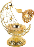 Zerodeko Arabic Incense Holder, Middle East Ramadan Incense Burner Arab Crescent Tea House Censer Handheld Aroma Furnace for Muslim Islam Festival Decoration Golden