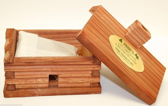 Paine's Medium Log Cabin Incense Burner Comes with 10 Balsam fir logs