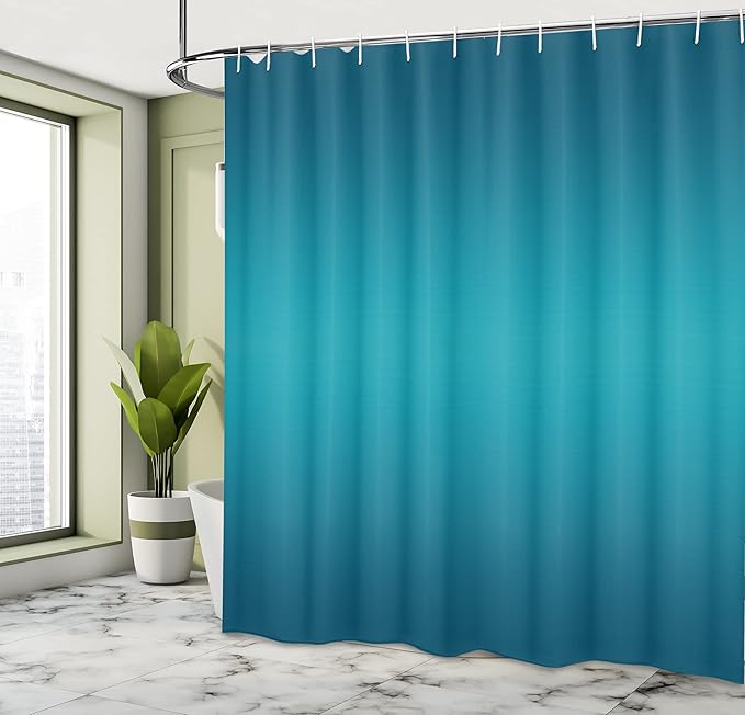 Ambesonne Ombre Shower Curtain, Deep Blue Tropical Ocean Exotic Lands Inspired Design Modern Digital Print, Cloth Fabric Bathroom Decor Set with Hooks, 69" W x 75" L, Petrol Blue