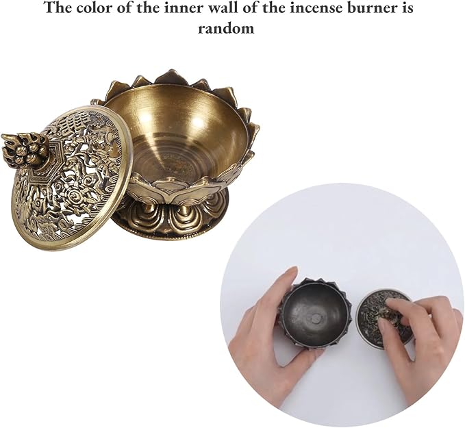 Lotus Incense Burner Holder Cone Incense Holder 9 Holes Vintage Incense Burner Cover for Stick and Cone Incense(Bronze)