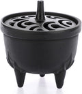 JUXYES Vintage Tripod Incense Burner Holder with Lid, Cast Iron Incense Holder Metal Cauldron Censer Antique Cone Coil Incense Burner Holder for Incense Resins, Cones, Charcoal or Wax Melts