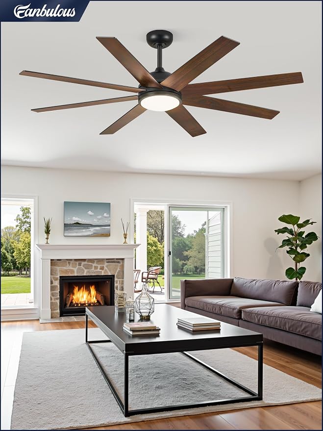 Fanbulous Ceiling Fans with Lights, 60 inch Black Ceiling Fan with Light and Remote, Outdoor Ceiling Fans for Living Room Patio, 6 Speeds, Reversible Quiet DC Motor, 3 CCT, 8 Blades