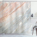 Ambesonne Marble Print Shower Curtain, Onyx Stone Textured Natural Style Featured Scratches Illustration, Cloth Fabric Bathroom Decor Set with Hooks, 69" W x 75" L, Peach Grey