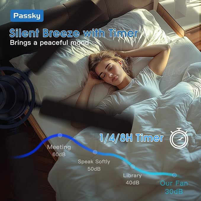 Passky Ceiling Fans with Lights, 52 inch Ceiling Fan with Light and Remote Control, Reversible, Dimmable, 3CCT, Quiet, Black Modern Ceiling Fan for Bedroom, Living Room