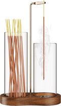 2 in 1 Incense Holder for Sticks with Glass Ash Catcher, Anti-Ash Flying Upside Down Insence Stick Burner, Modern Vertical Inscents-Sticks Holder for Yoga Spa Meditation Home Decor