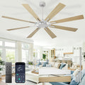 Large Ceiling Fan No Light: Modern 72 Inch 8 Blade Outdoor Ceiling Fans with Remote APP Control - Wood Big Fan without Light Indoor Reversible 6 Speed Quiet DC Motor