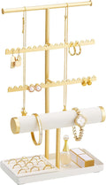 Lolalet Jewelry Organizer Stand, Necklace Bracelet Holder -Gold | Space-Saving Jewelry Display Storage Rack on Vanity Dresser for organizing Earrings Bangels Rings