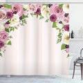 Ambesonne Rose Shower Curtain, Romantic Lisianthus Berries as an Arch Marriage Wedding and Gatherings Design in Soft Pastel Colors, Cloth Fabric Bathroom Set with Hooks, 69" W x 75" L, Purple Cream
