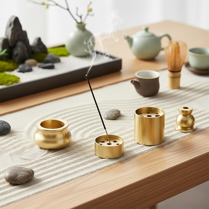 4 PCS Copper Incense Holders, 9 Holes Incenses Stick Holder Small Retro Copper Burner Accessories Gourd Incenses Burners Incense Burner for Meditation Room, Yoga Studio Home Decor