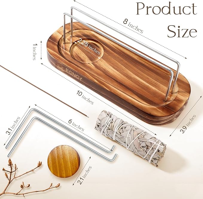 Handcrafted Palo Santo and Sage Holder, 4 in 1 Incense Sticks and Candle Holder for Burning Sage, Natural Wood Burner Holder, Ideal Spiritual Meditation Gift