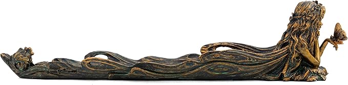 Top Collection Cute Fairy Incense Holder - Hand Painted Mythical Creature with Butterfly Figurine- Fits Standard Incense Sticks- 10-Inch Long Collectible Incense Burner
