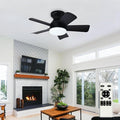 Ceiling fans with lights and Remote: 25 Inch Ceiling Fan with Light Low Profile - Flush Mount Ceiling Fan 5 Blades Reversible 3CCT Dimmable Noiseless for Bedroom (Black)