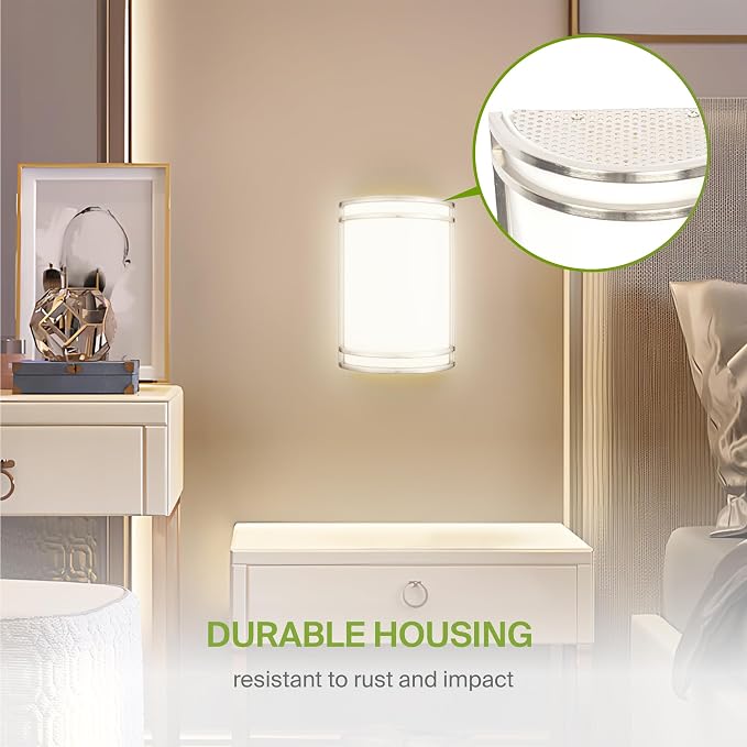 ASD Indoor LED Wall Sconce Lights - 8 Inch 15W Brushed Nickel Modern LED Wall Sconces Hardwired - ETL Dimmable 3000K 4000K 5000K Adjustable Sconce Light Fixture for Bedroom, Hallway