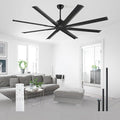 Minislak 72 Inch Black Ceiling Fan No Light with Remote and 8 Aluminum Blades,Industrial DC Motor Quiet Operation,6 Speeds,Large Indoor Outdoor Ceiling Fan for Garage,Patio,Living Room