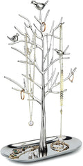 MORE&LESS Branch Jewelry Rack with metal tray,Luxury color,Tree Tower Rack Hanging Organizer for Ring Earrings Necklace Bracelet,Suitable for living rooms, bathrooms,offices,etc.