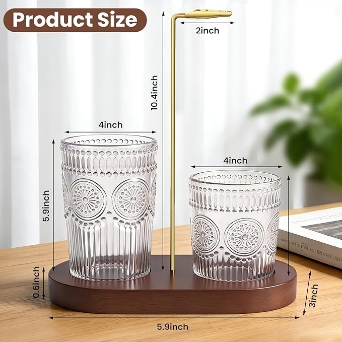 2 in 1 Incense Holder for Sticks, Vintage Glass Upside Down Incense Burner with Removable Ash Catcher & Solid Wood Base, Anti-Ash Flying Catcher for Meditation, Yoga, Spa & Home Decor- Brown