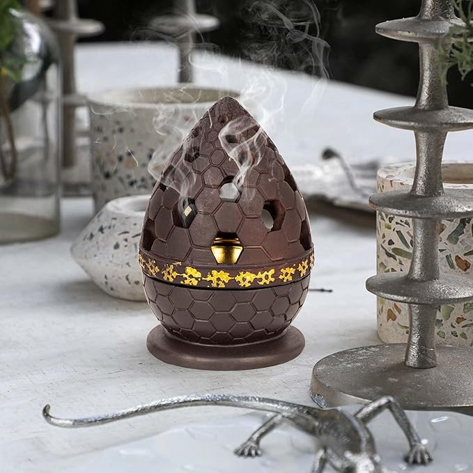 Incense Burner Holder, Bakhoor Frankincense Charcoal Censer Resin Stand, Ideal for Aromatherapy Yoga Spa, Home Christian Church Decor (Coffee)