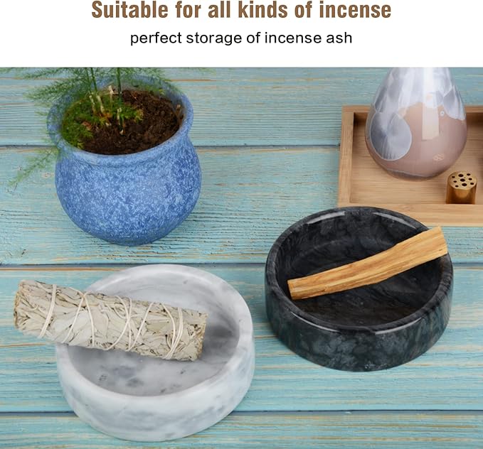 Marble Incense Holder - Handmade Burner with 9 Holes, Suitable for Meditation, Smudging and Decoration (White)