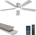 Ohniyou Ceiling Fans with Lights, 52 Inch Low Profile Ceiling Fan with Light and Remote/APP Control, Flush Mount, Dimmable, Quiet DC Motor, Silver Ceiling Fan for Bedroom, Living Room
