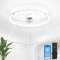VOLISUN Low Profile Ceiling Fan with Lights and Remote, 23.6in Bladeless Ceiling Fans with Light Flush Mount, Dimmable Modern LED Fan Light, White Fandelier Ceiling Fans for Bedroom,Living Room